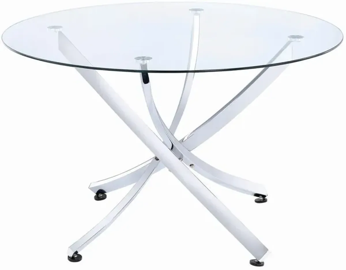 Coaster Beckham Round Dining Table Chrome and Clear