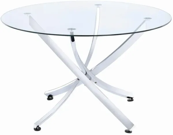 Coaster Beckham Round Dining Table Chrome and Clear