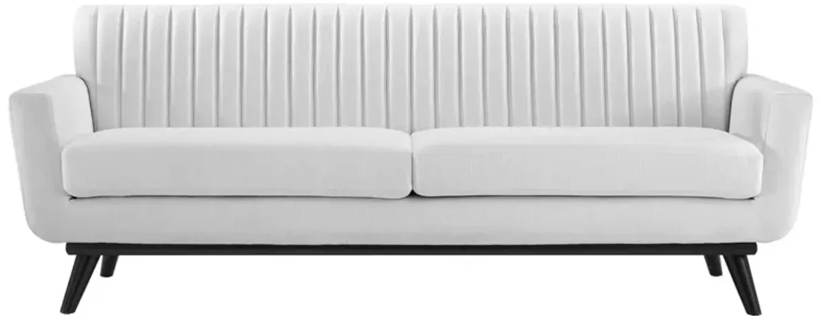 Modway Engage Channel Tufted Fabric Sofa in White