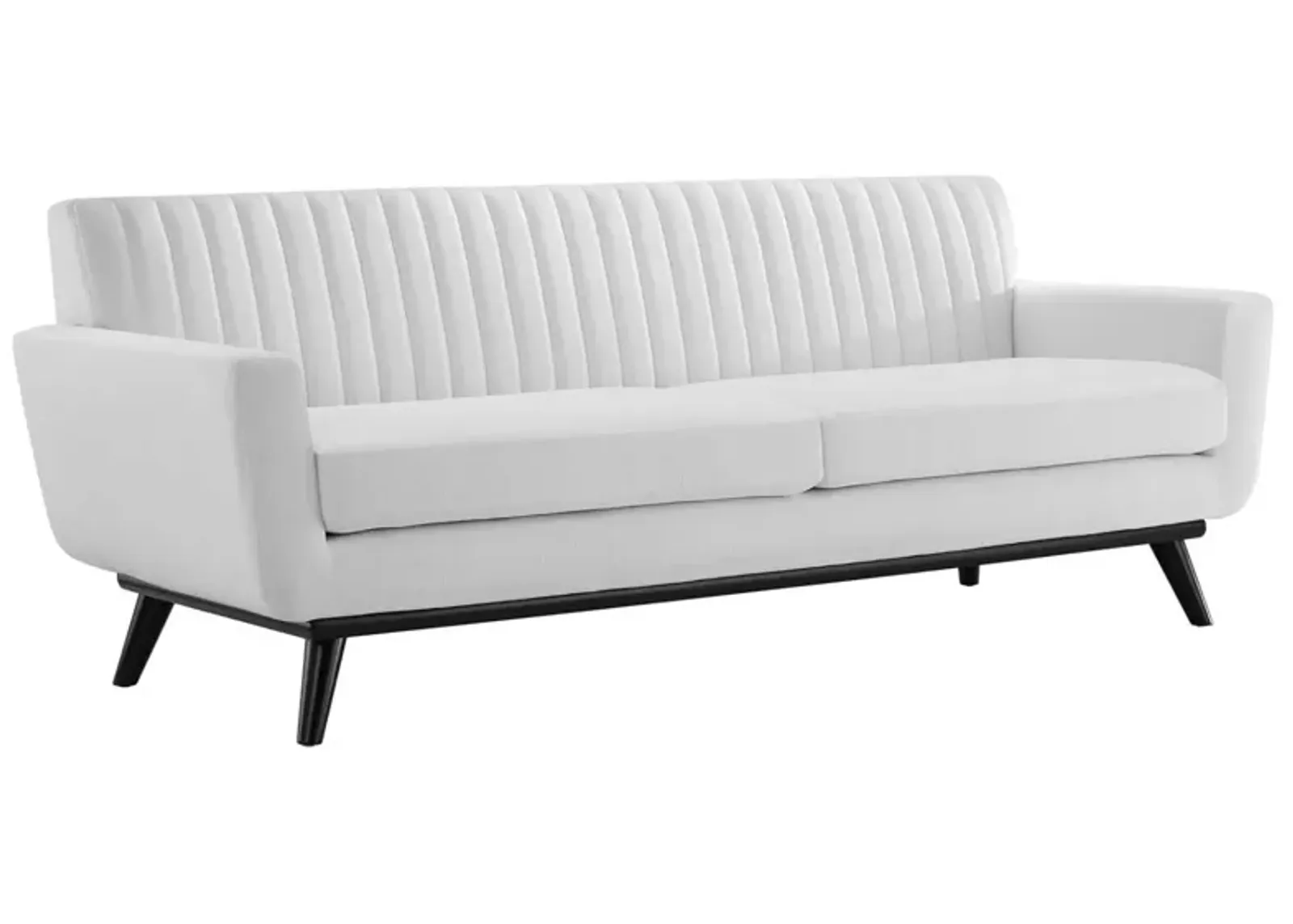 Modway Engage Channel Tufted Fabric Sofa in White