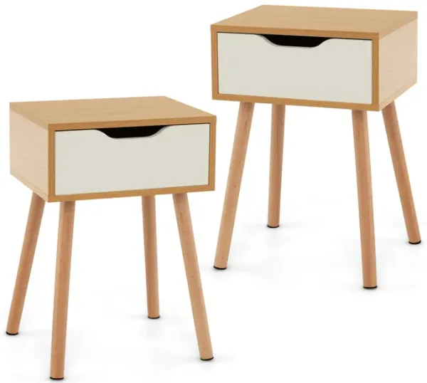 Modern Nightstand with Storage Drawer for Bedroom Living Room-Set of 2