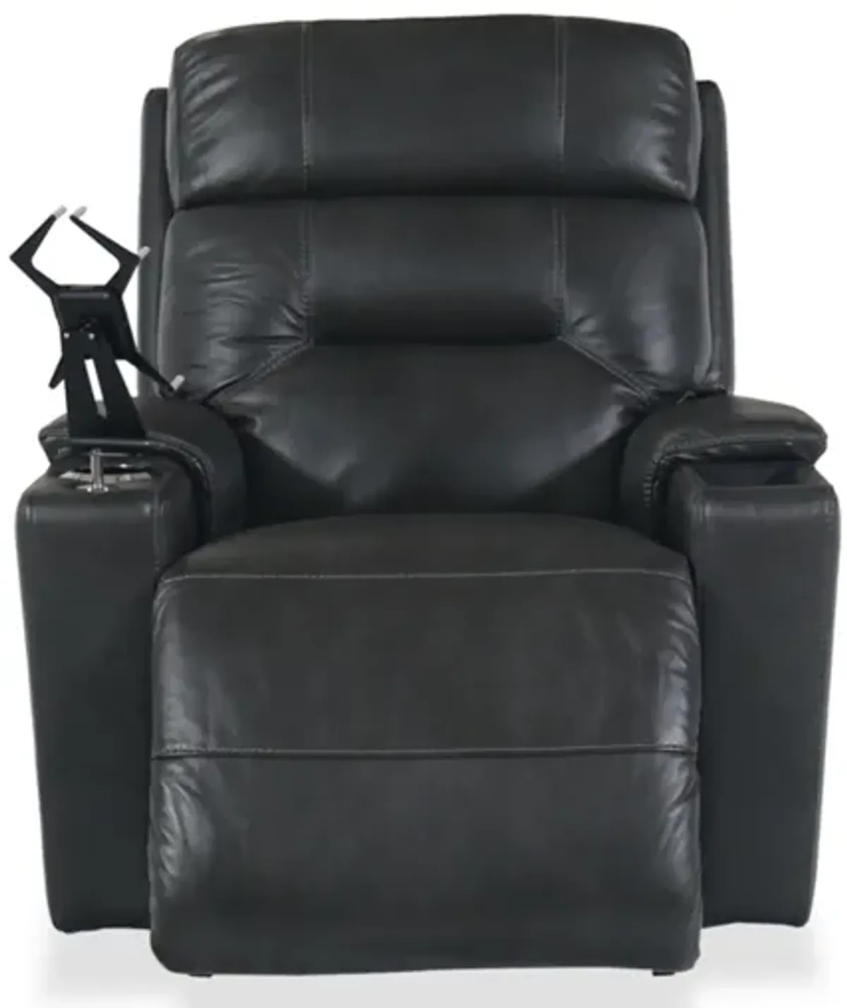 Neo Charcoal Leather Power Rocking Recliner  with  Headrest & Lumbar