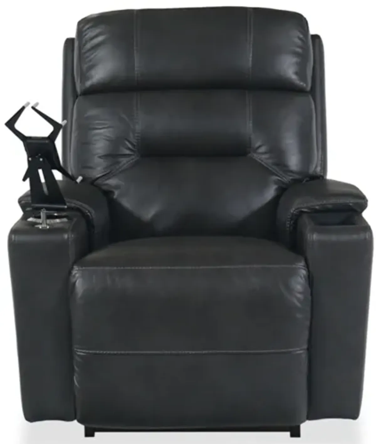 Neo Charcoal Leather Power Rocking Recliner  with  Headrest & Lumbar