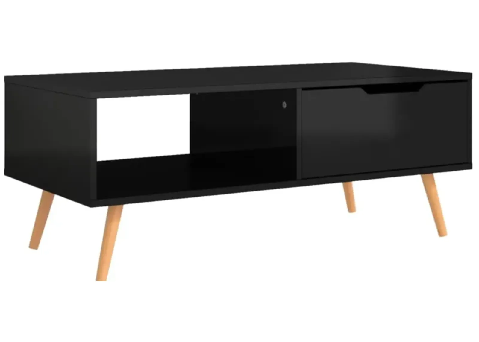 vidaXL, High Gloss Black Coffee Table in Engineered Wood - Sturdy Rectangular Table for Living Room - Easy to Assembly