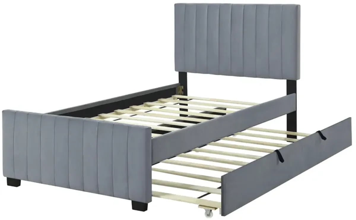 Merax Modern Upholstered Platform Bed with Trundle