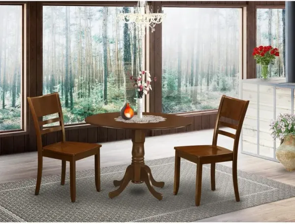 3 Pc Kitchen Table with 2 drop leaves and 2Leather Dinette Chairs