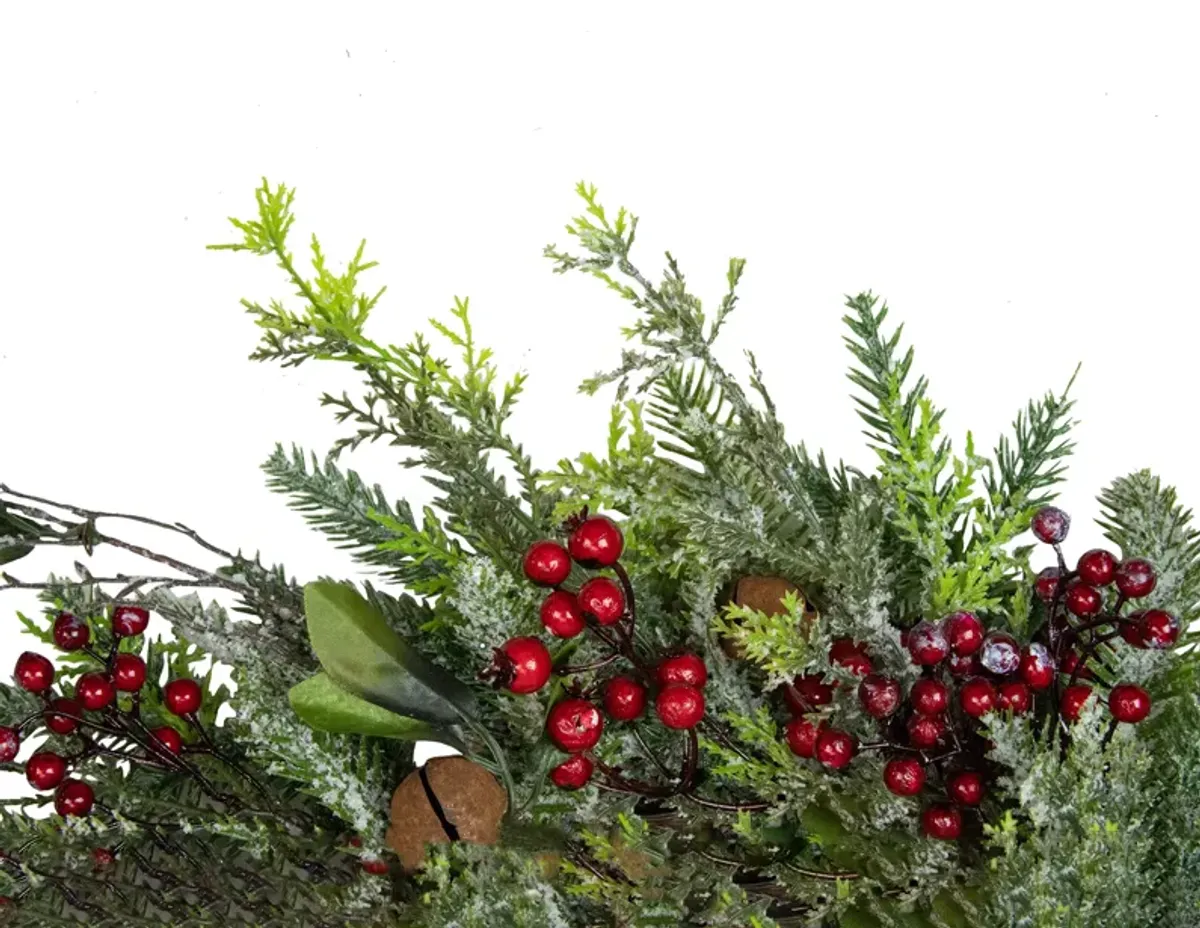 Frosted Pine and Berry Artificial Christmas Wreath  25-Inch  Unlit