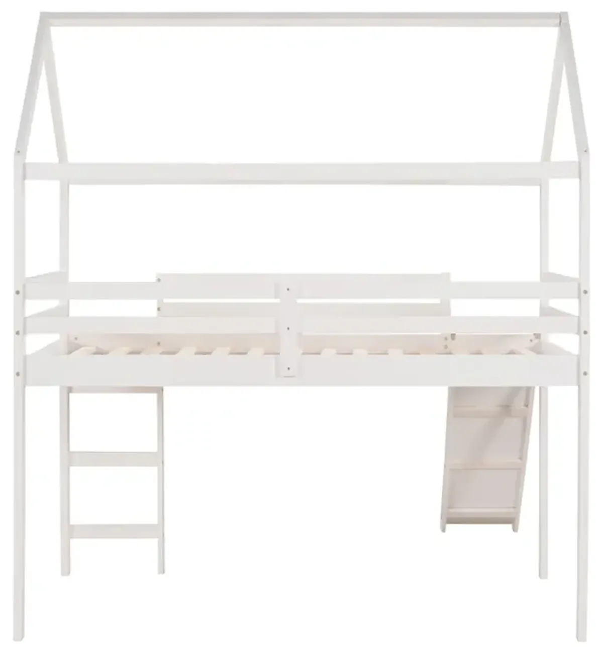 Twin Loft Bed with Slide, House Bed with Slide