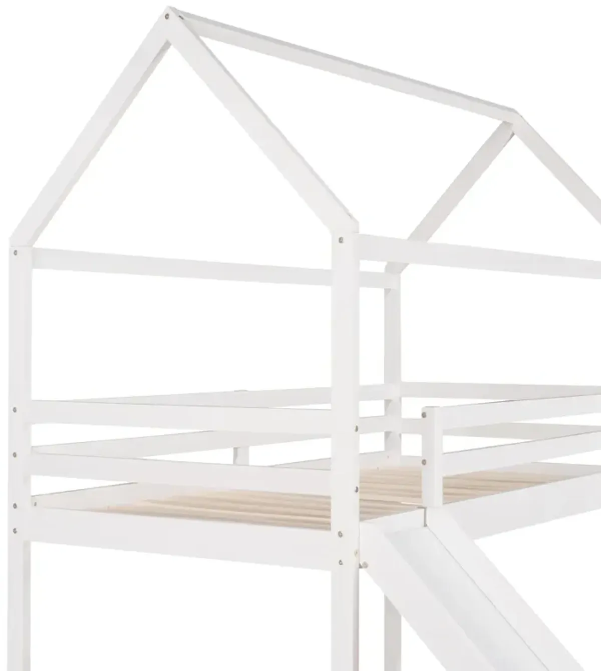 Twin Loft Bed with Slide, House Bed with Slide