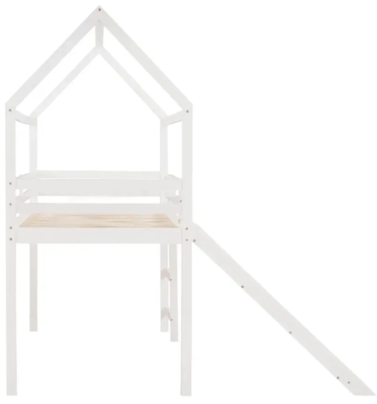 Twin Loft Bed with Slide, House Bed with Slide