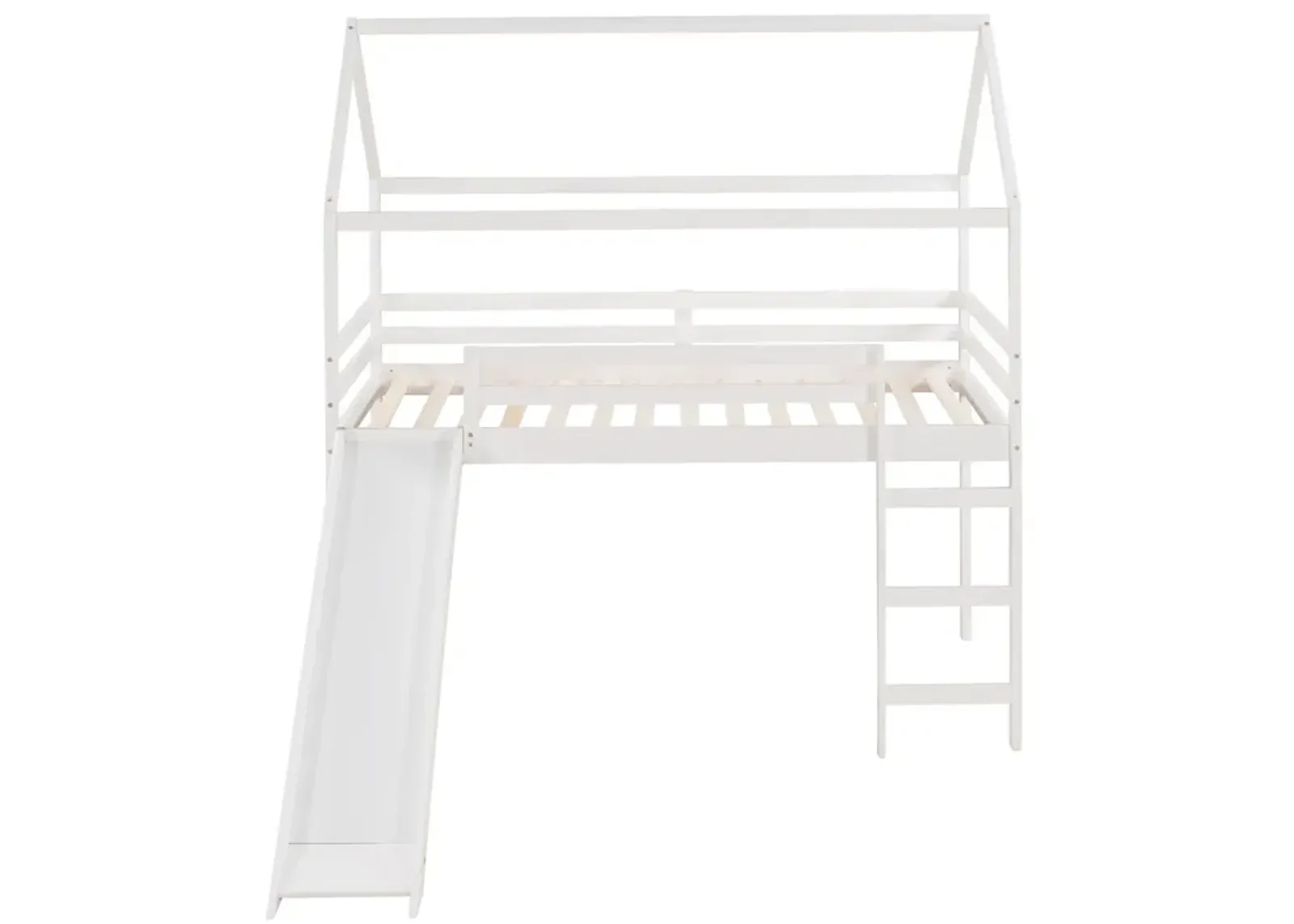 Twin Loft Bed with Slide, House Bed with Slide