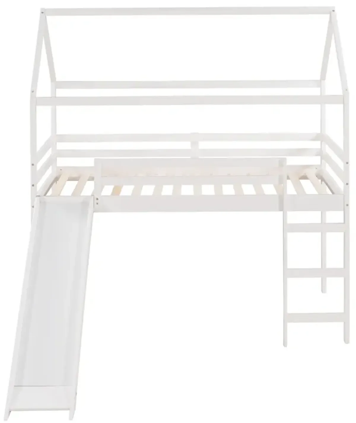 Twin Loft Bed with Slide, House Bed with Slide