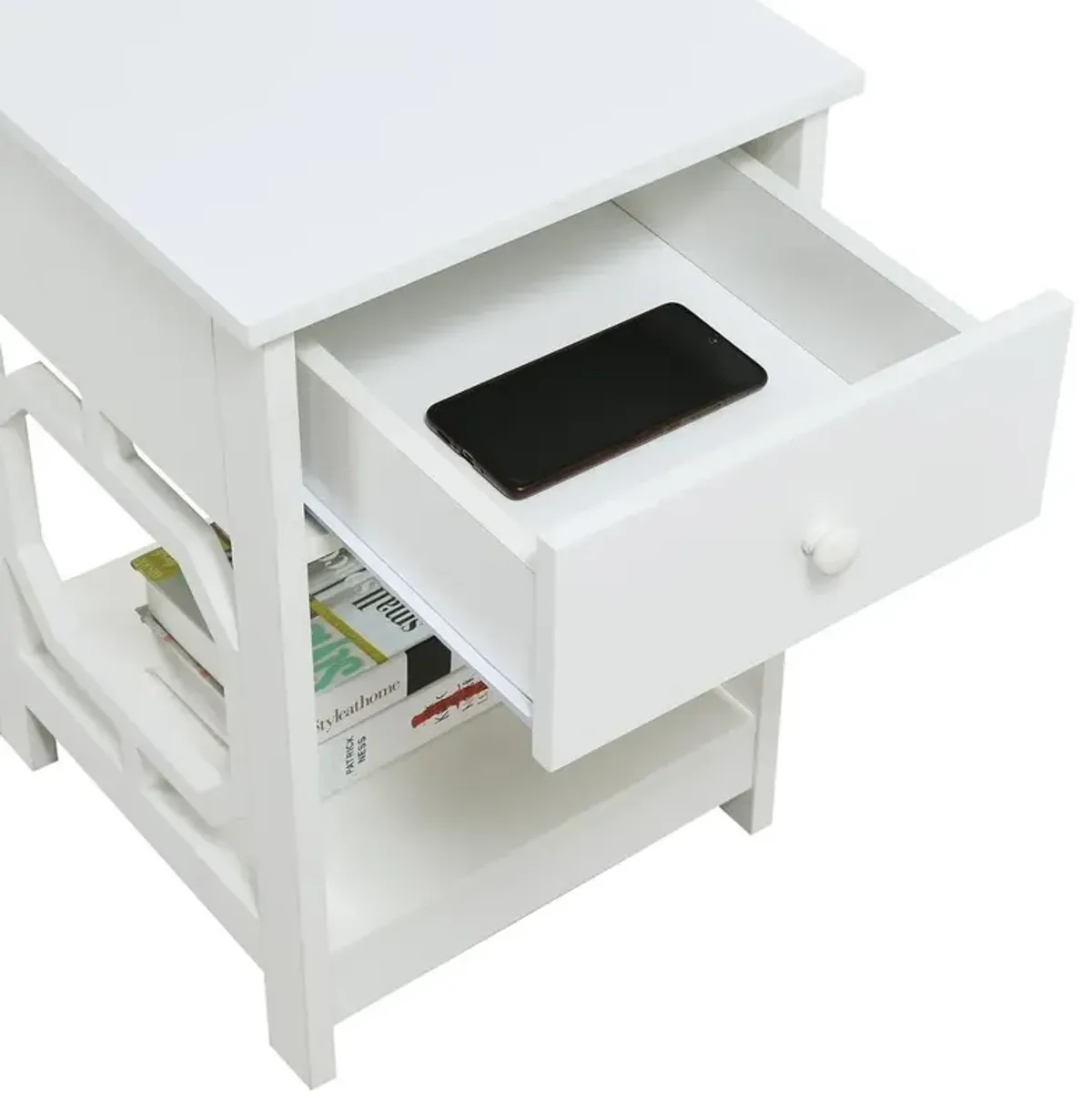 Convenience Concepts Omega 1 Drawer End Table White