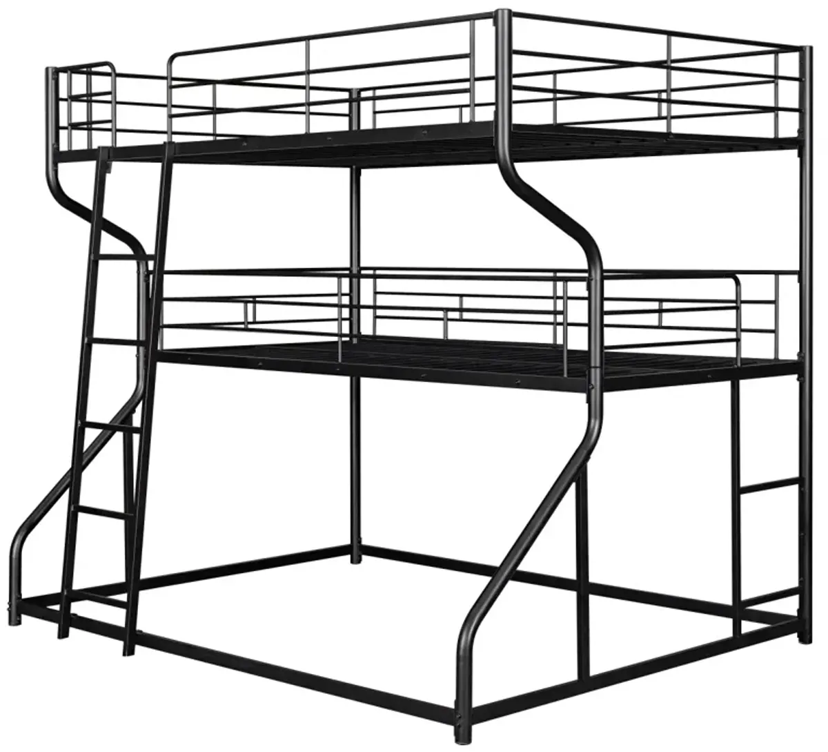 Full XL Over Twin XL Over Queen Size Triple Bunk Bed With Long And Short Ladder