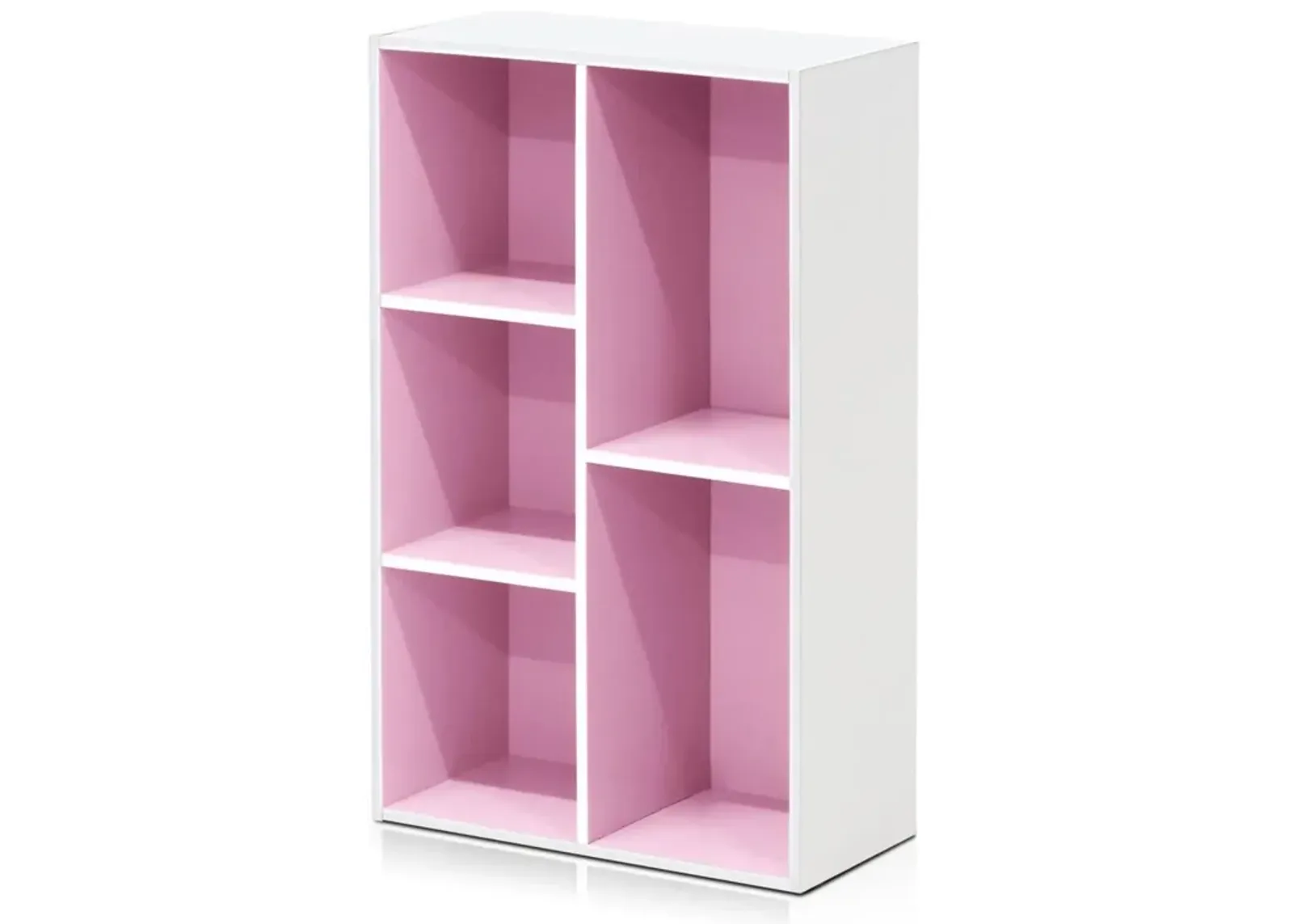 Furinno 5-Cube Reversible Open Shelf, White/Pink 11069WH/PI