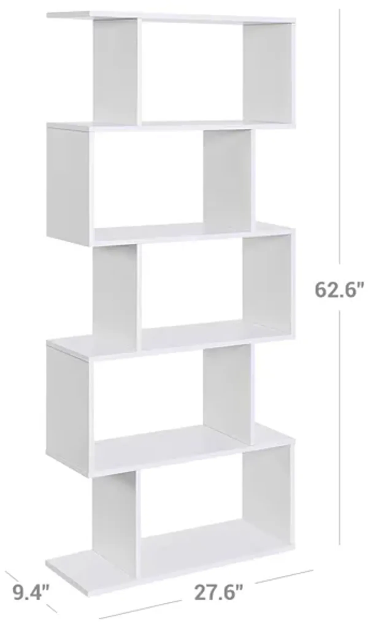 Wooden 5-Tier Display Shelf – Freestanding White Bookcase