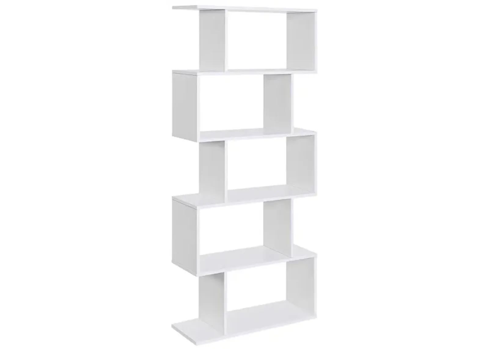 Wooden 5-Tier Display Shelf – Freestanding White Bookcase