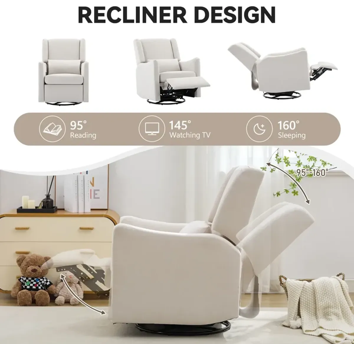 Merax Wingback Glider Rocker Recliner Chair