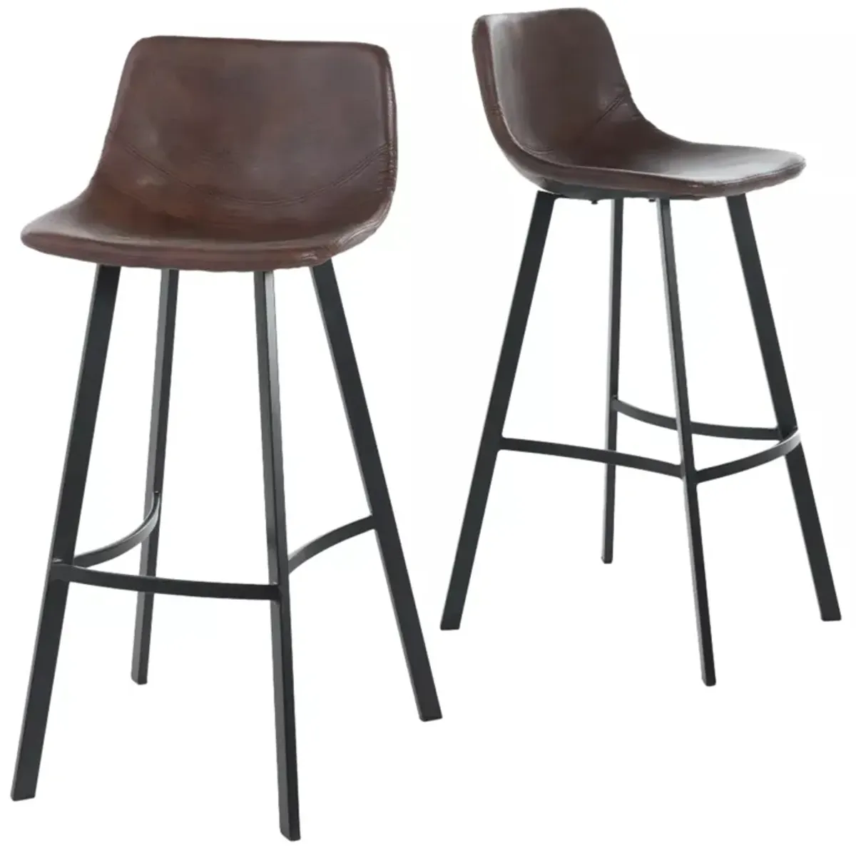 Modern Faux Snakeskin Barstool Set with Curved Seating and Matte Black Legs
