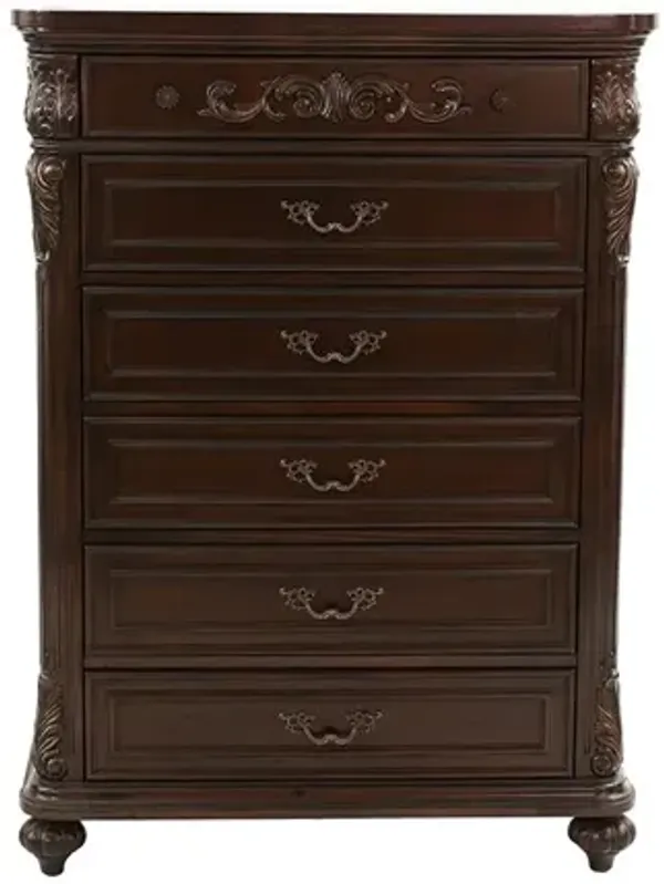 TRADITIONAL STYLE DARK BROWN FIVE DOUBLE DRAWER CABINET - Antique cherry/walnut grain options - Solid wood veneer material - Fitted with metal pulls - Sold individually
