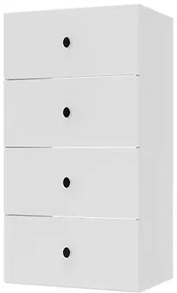 Closet Organizer System with 4 Drawers, Walk-in Closet Organizers and Storage, Clothes Organizer System, Wooden Armoire Wardrobe Closet, White