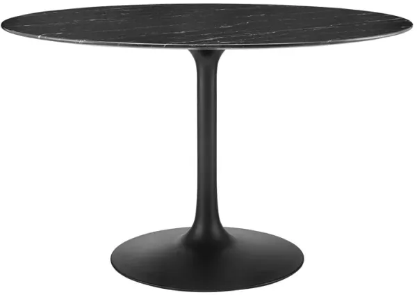Modway - Lippa 48" Round Artificial Marble Dining Table Black Black