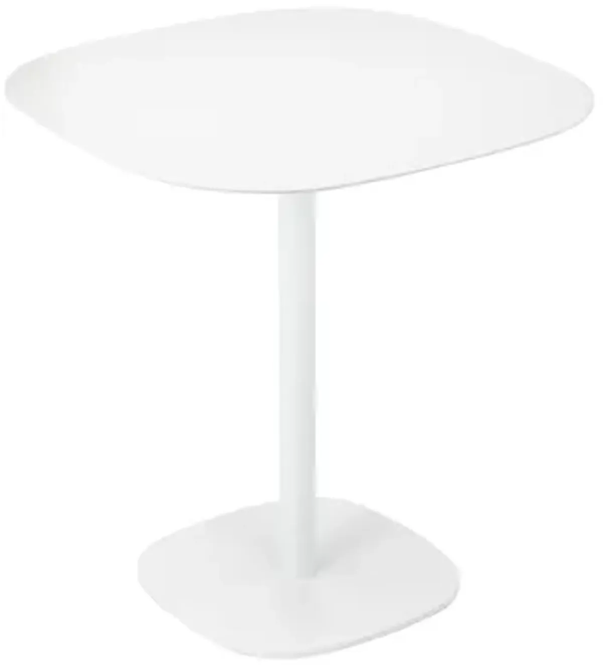 Liki 28 Inch Bistro Dining Table, Round Top and Base, Modern White Metal - Benzara