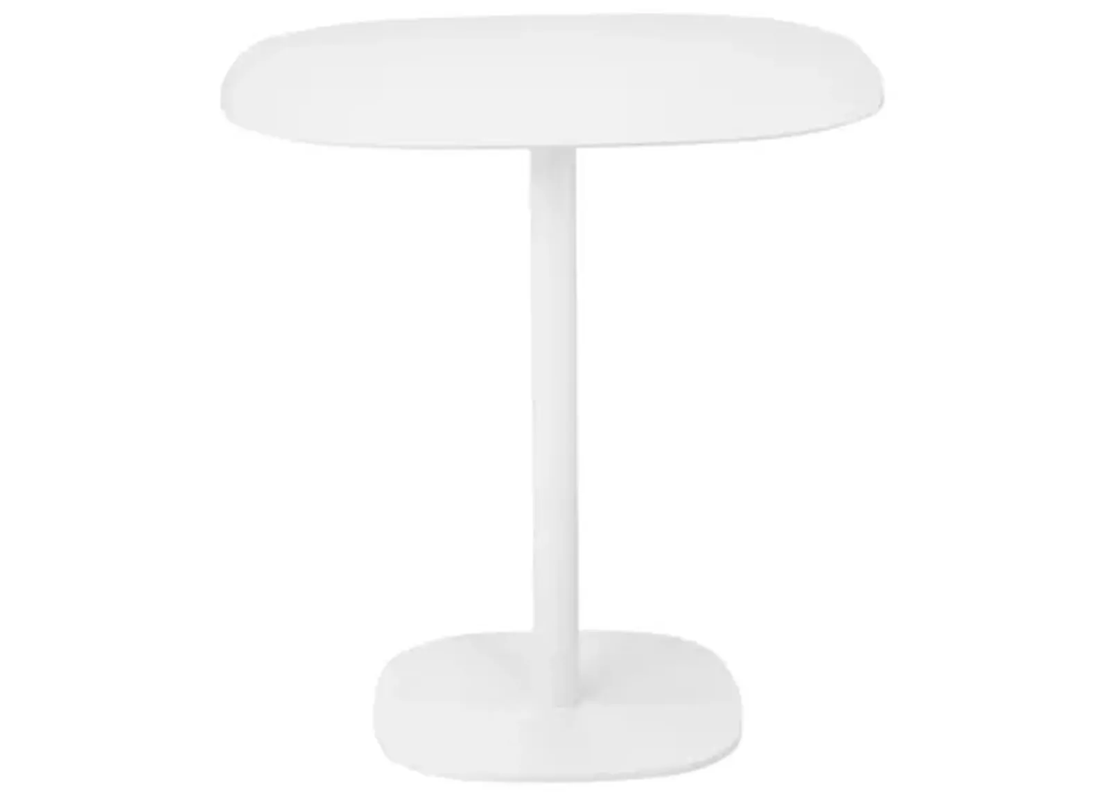 Liki 28 Inch Bistro Dining Table, Round Top and Base, Modern White Metal - Benzara