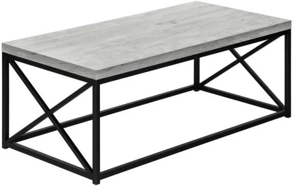Monarch Specialties I 3417 Coffee Table, Accent, Cocktail, Rectangular, Living Room, 44"L, Metal, Laminate, Grey, Black, Contemporary, Modern