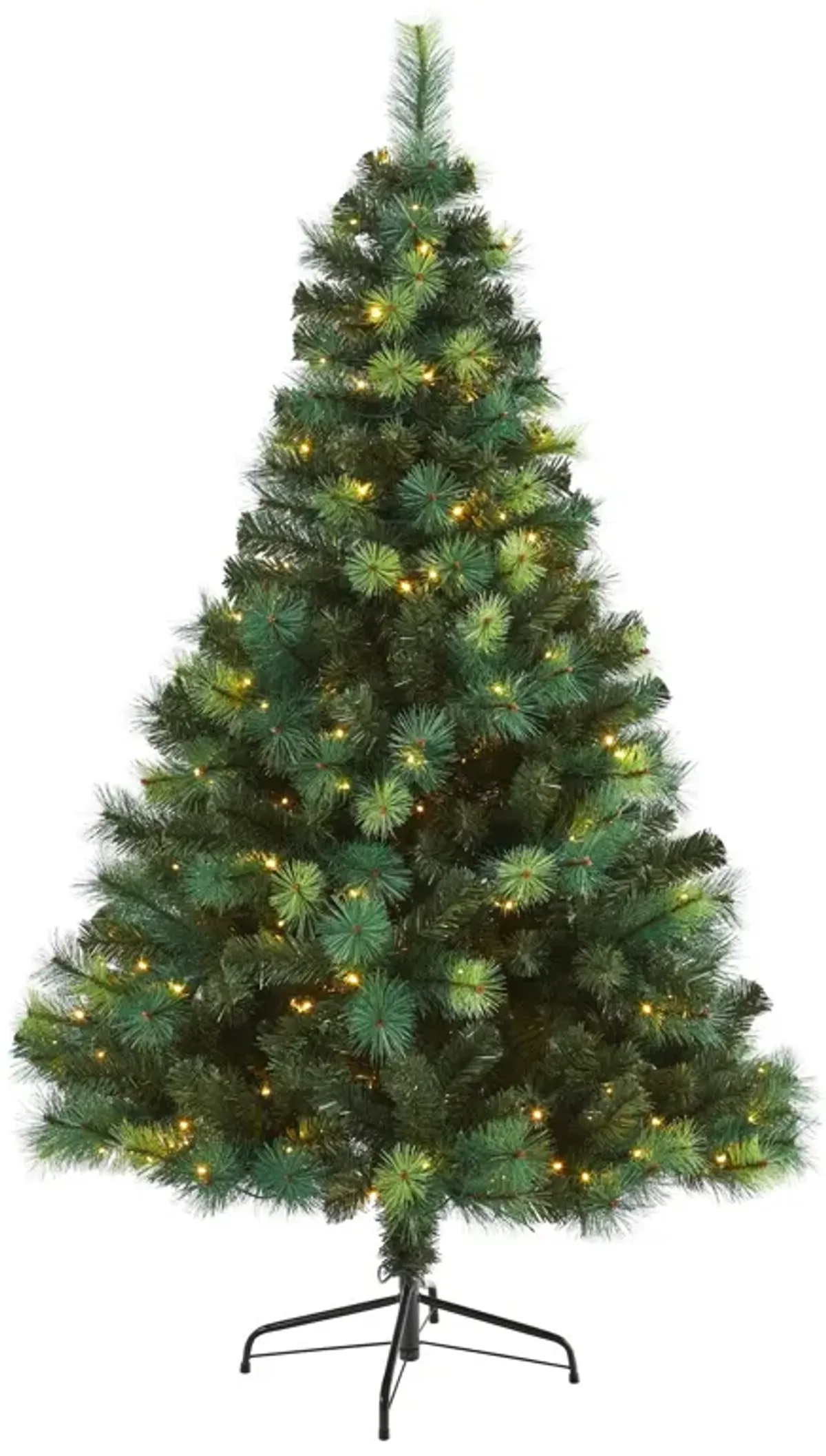 Nearly Natural 6-ft Assorted Green Scotch Pine Artificial Christmas Tree with 250 LED Lights