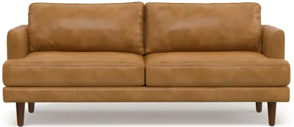 Livingston 76 inch Wide Mid-Century Modern Sofa in Sienna Top Grain Genuine Leather