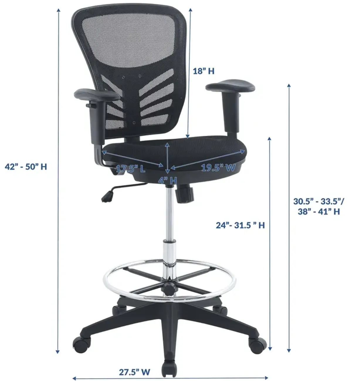 Modway Furniture - Articulate Drafting Chair Black