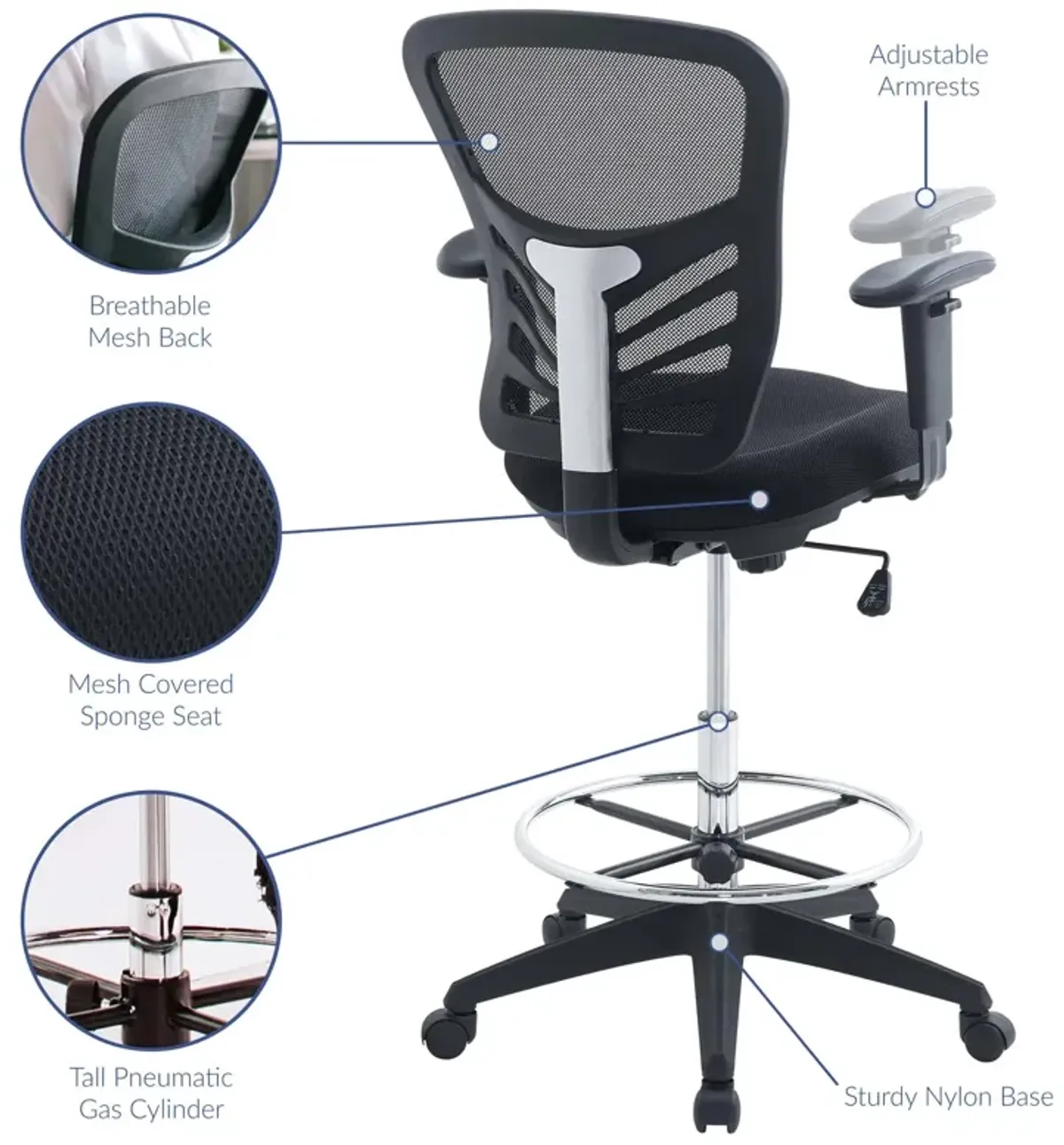 Modway Furniture - Articulate Drafting Chair Black