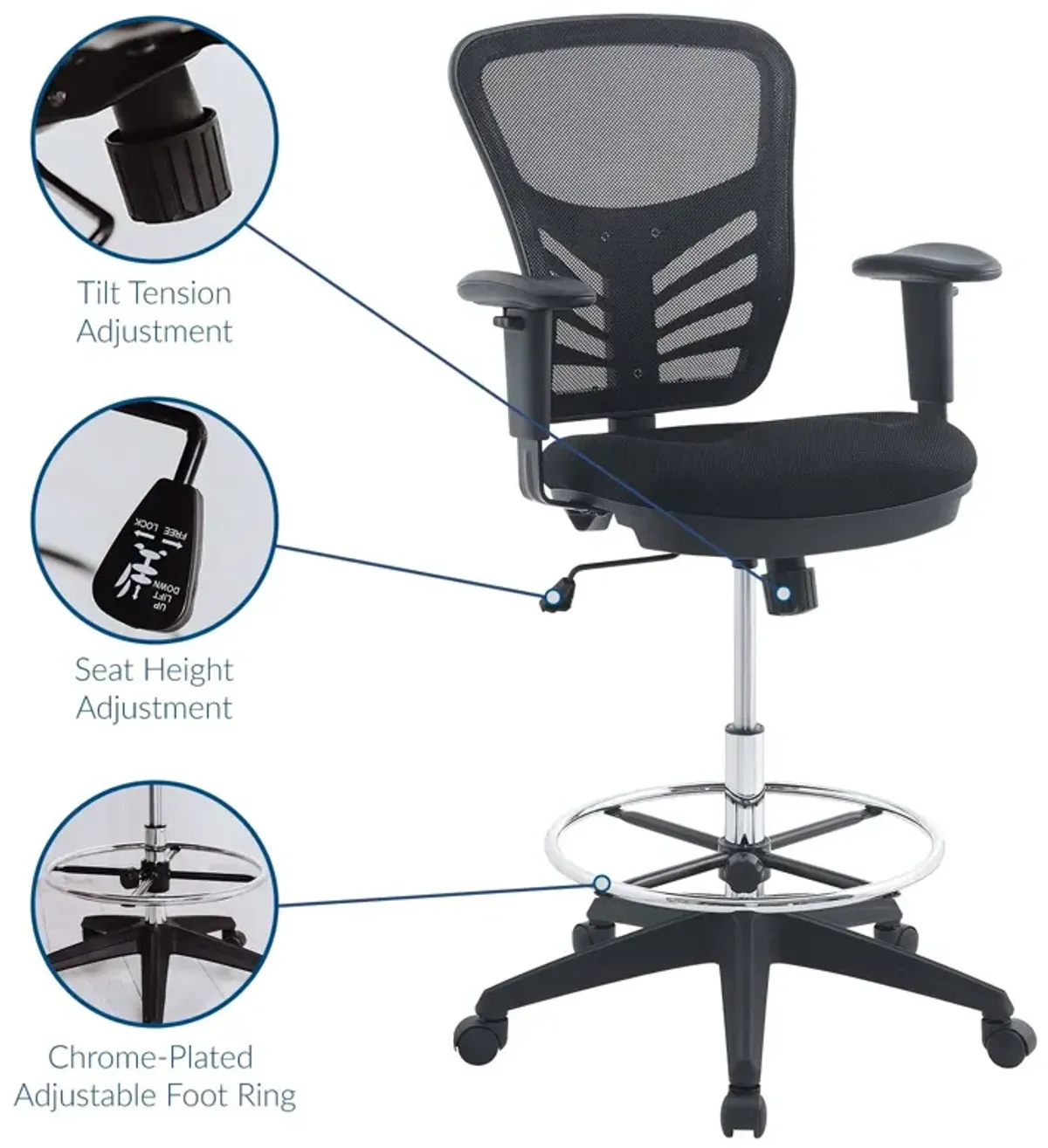 Modway Furniture - Articulate Drafting Chair Black