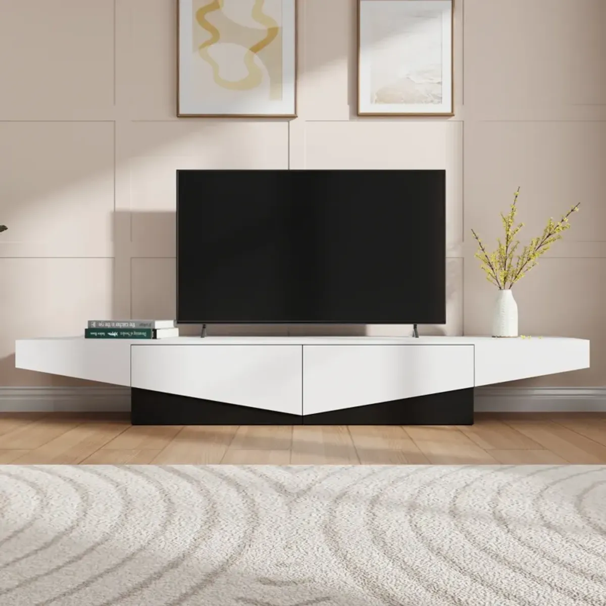 FUFU&GAGA Modern/Contemporary TV Cabinet (Accommodates TVs up to 70-in), White