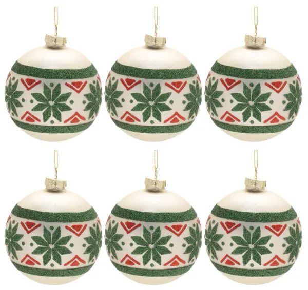 Nordic Glass Ball Ornaments (Set of 6) – Scandinavian-Inspired Christmas Tree Baubles for Minimalist Holiday Décor
