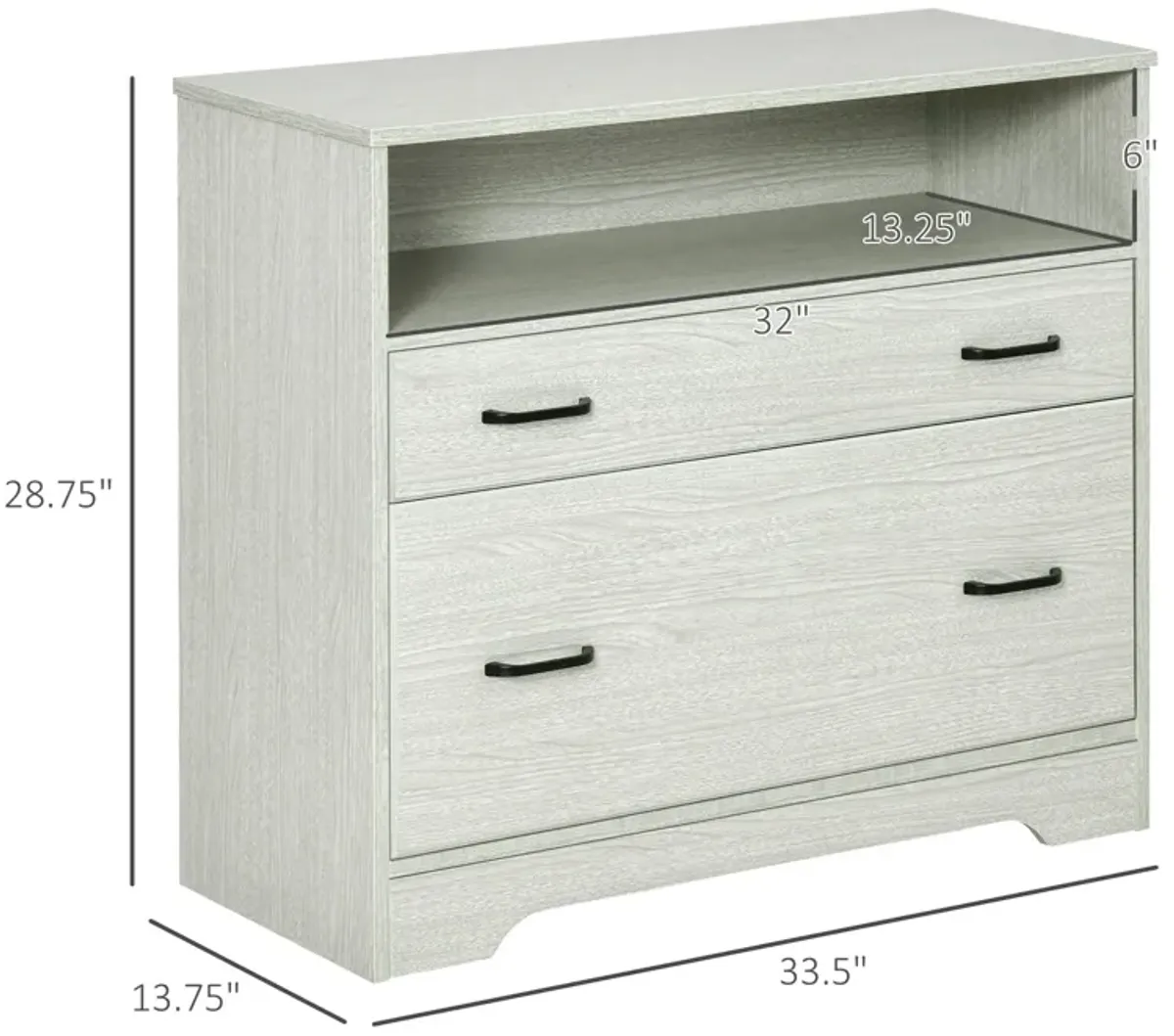 Grey Office Organizer: Lateral File Cabinet with 2 Drawers