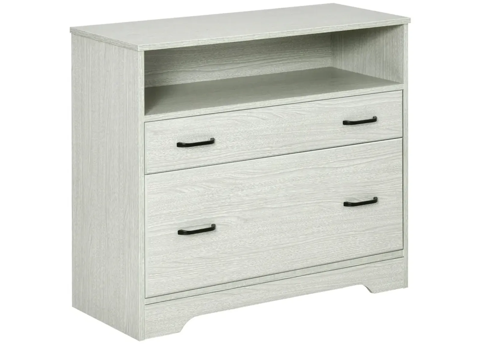 Grey Office Organizer: Lateral File Cabinet with 2 Drawers