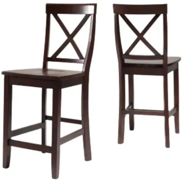 X-Back 2Pc Counter Stool Set Mahogany - 2 Stools