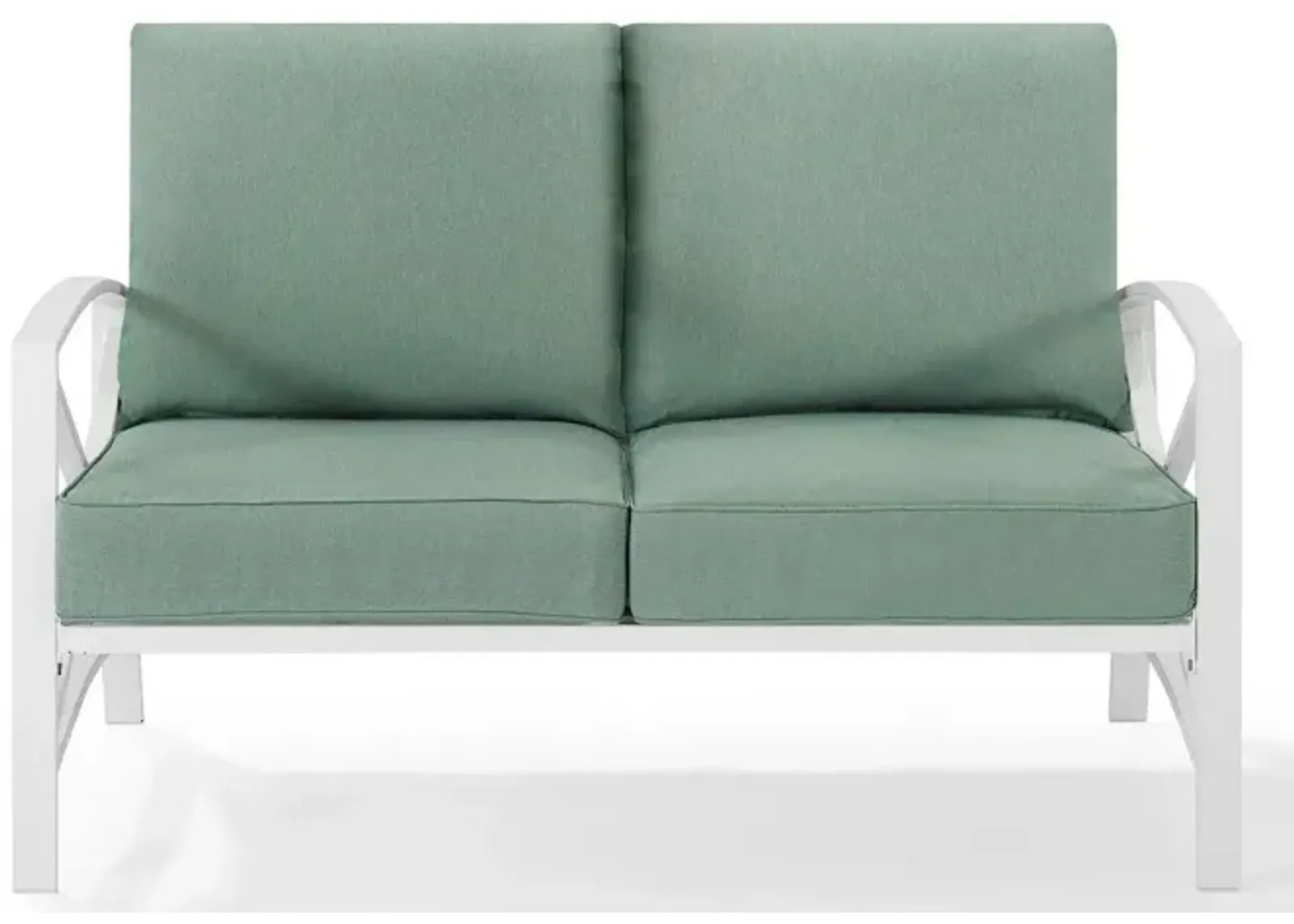 Crosley Furniture  Kaplan Loveseat in White with Mist Cushion Covers - 30.5 x 54 x 33 in.