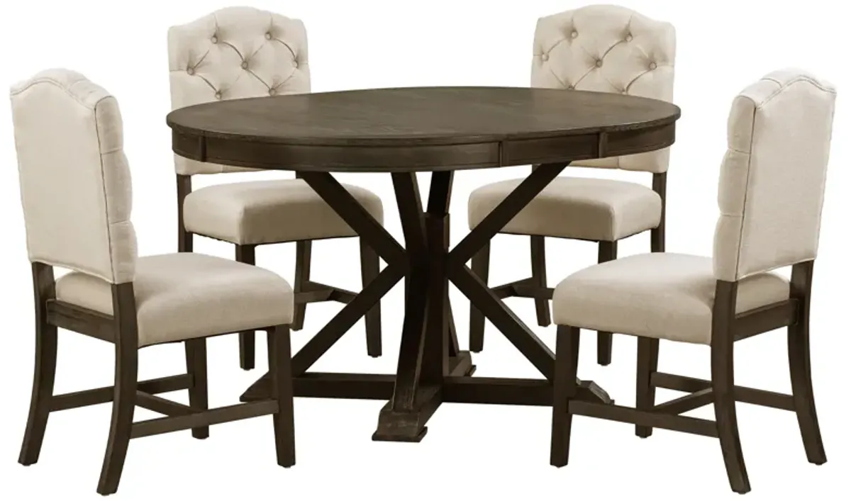 Merax Retro Style Dining Set with Extendable Table and 4 Chairs