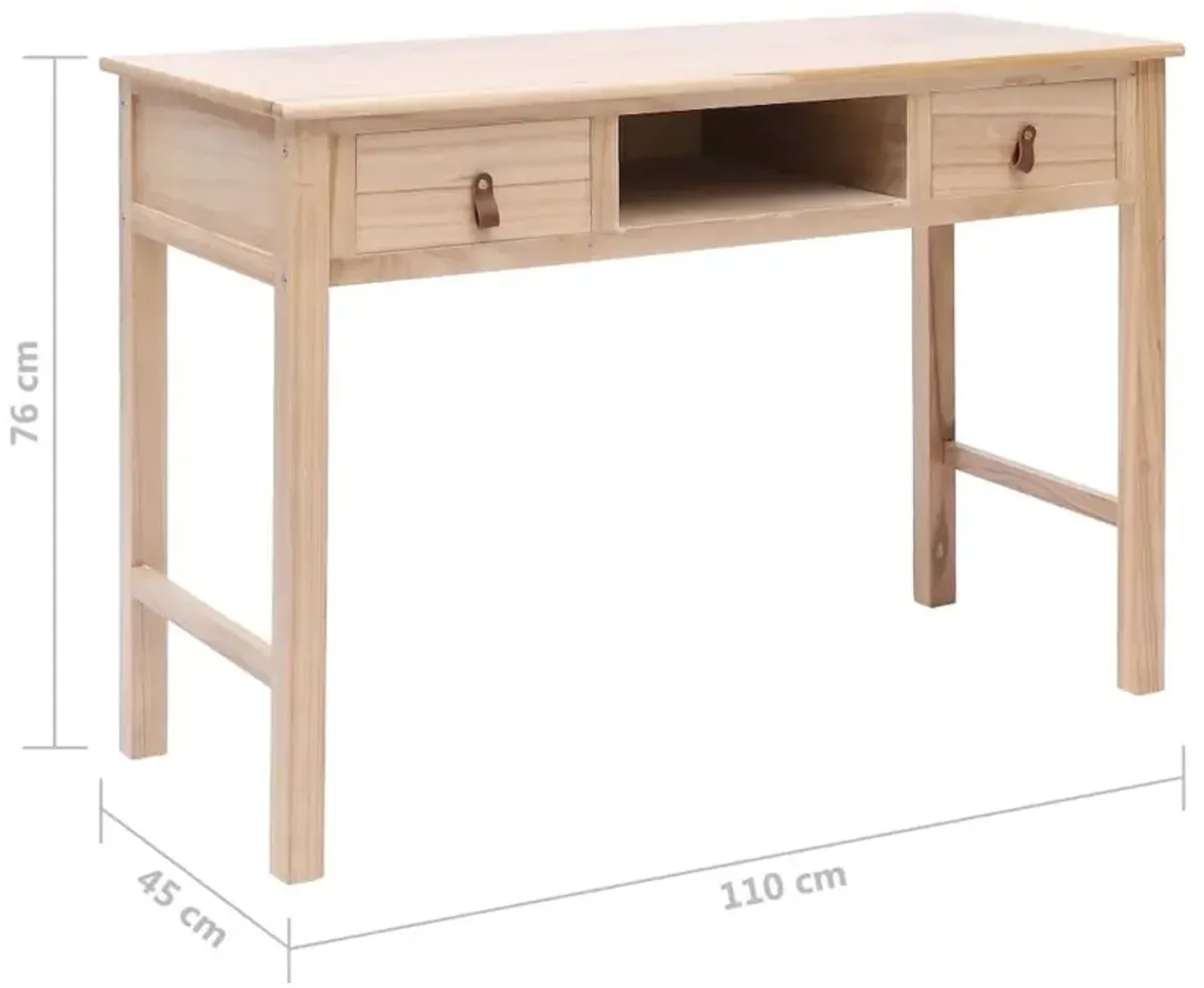 vidaXL Writing Desk Natural 43.3"x17.7"x29.9" Wood, 284159