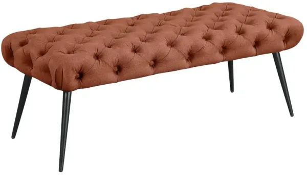 Ella Upholstered Tufted Bench Stainless Steel Legs Rust