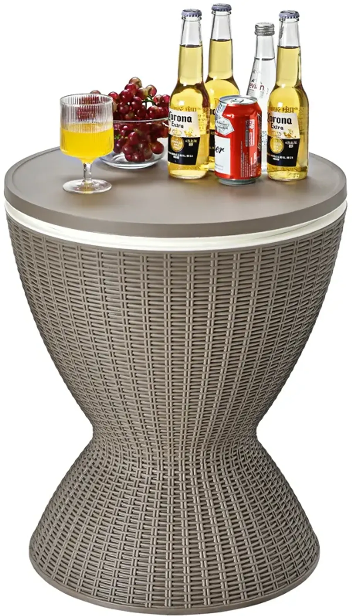 3 in 1 8 Gallon Patio Rattan Cooler Bar Table with Adjust Ice Bucket