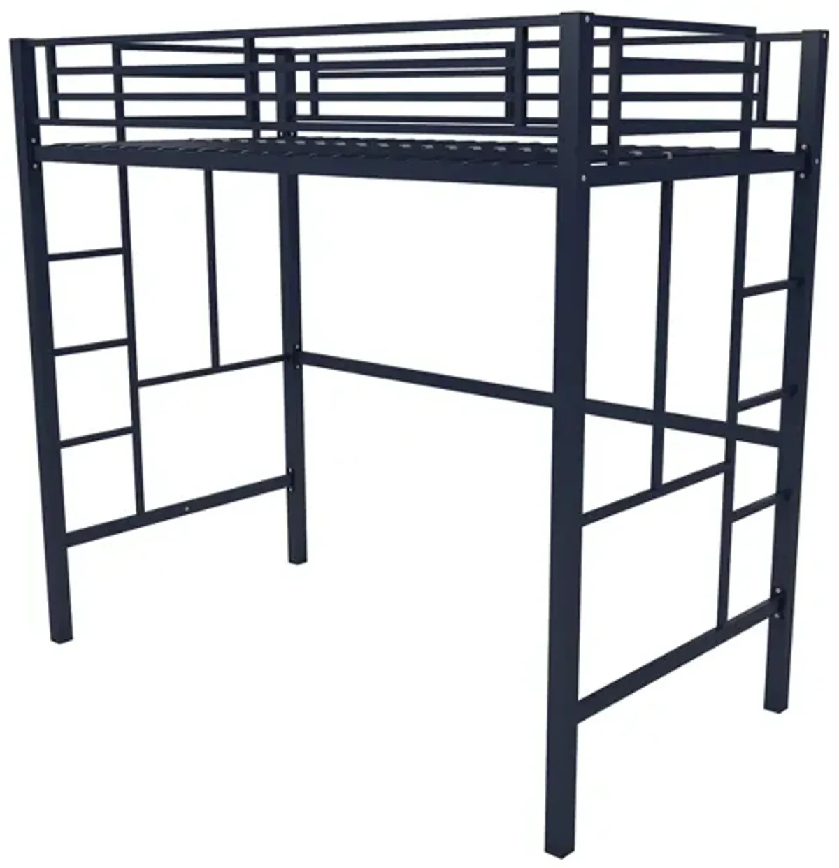 Atwater Living Grace Twin Metal Loft Bed with Two Ladders and Safety Railings