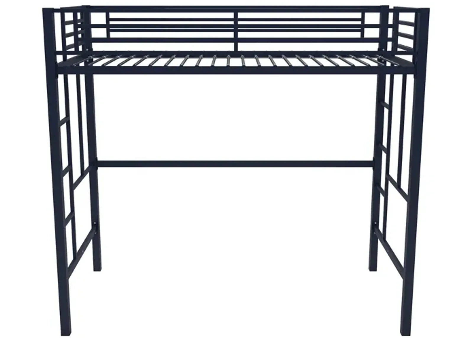 Atwater Living Grace Twin Metal Loft Bed with Two Ladders and Safety Railings