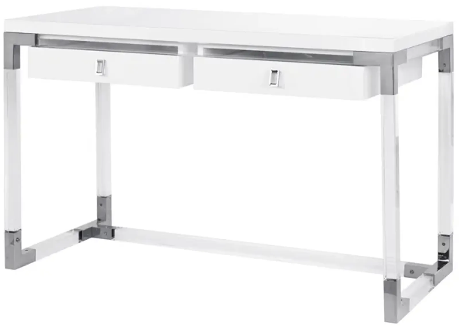 Pasargad Home Firenze Lacquer & Lucite Desk, White