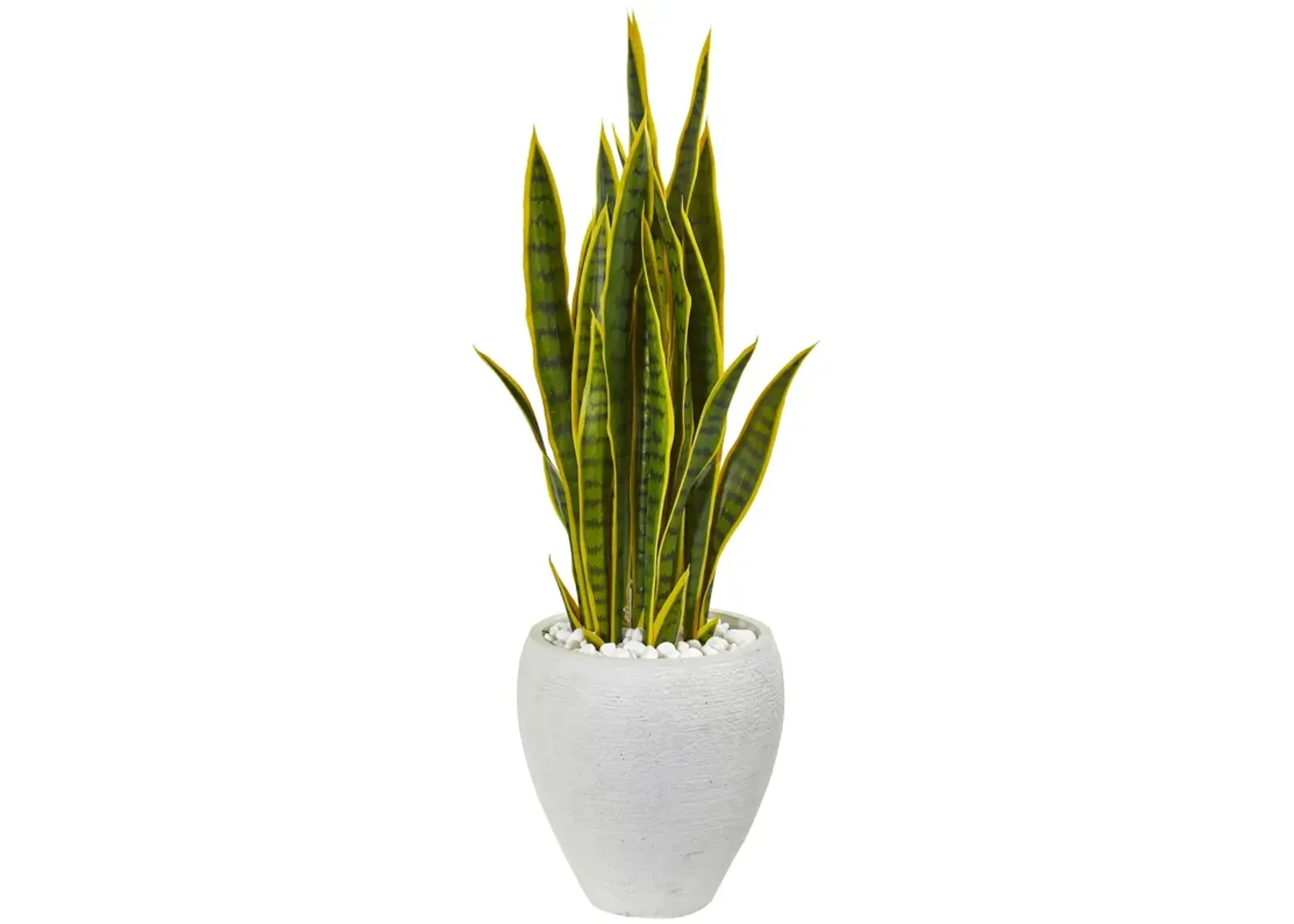 HomPlanti 33" Sansevieria Artificial Plant in White Planter