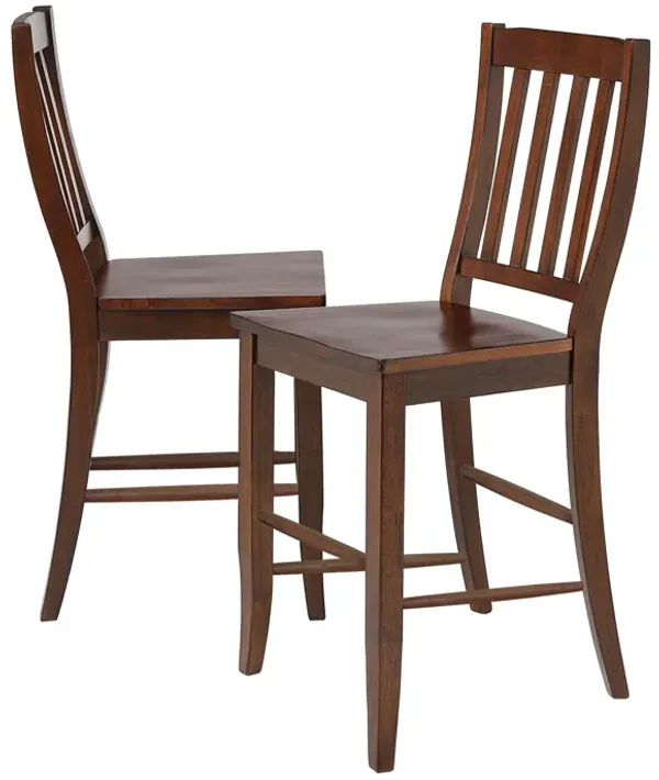 Andrews 41 in. Distressed Chestnut Brown High Back Wood Frame 24 In. Bar Stool (Set of 2)
