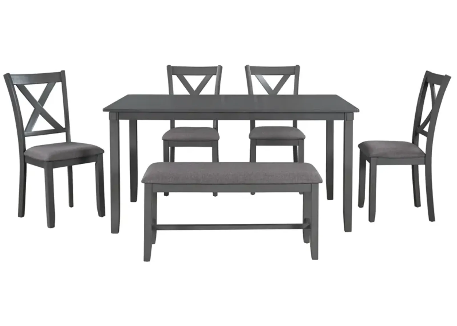 Merax 6-Piece Modern Dining Table Chairs Bench Set